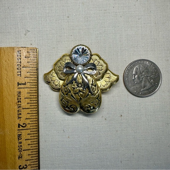 90’s Vintage Jane AOL SIGNED Gold-Tone Angel Pin & Brooch - Picture 13 of 16